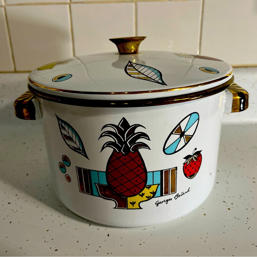 Vintage Georges Briard Ambrosia Enamel Pot